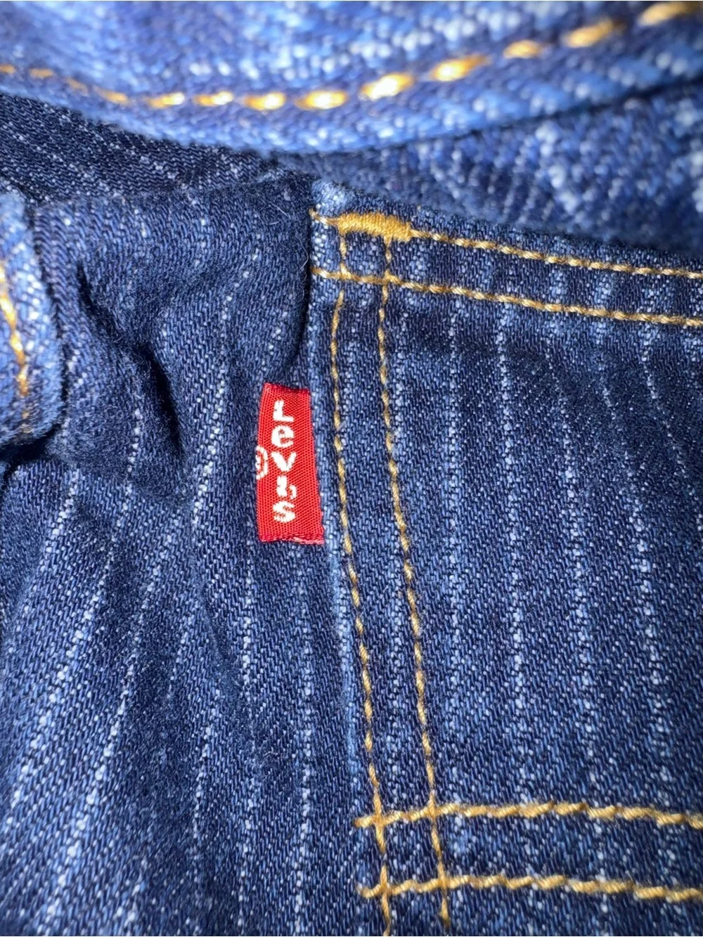Levi’s 505 Pinstripe Straight Leg Jeans Women’s W32 L30 Blue Denim